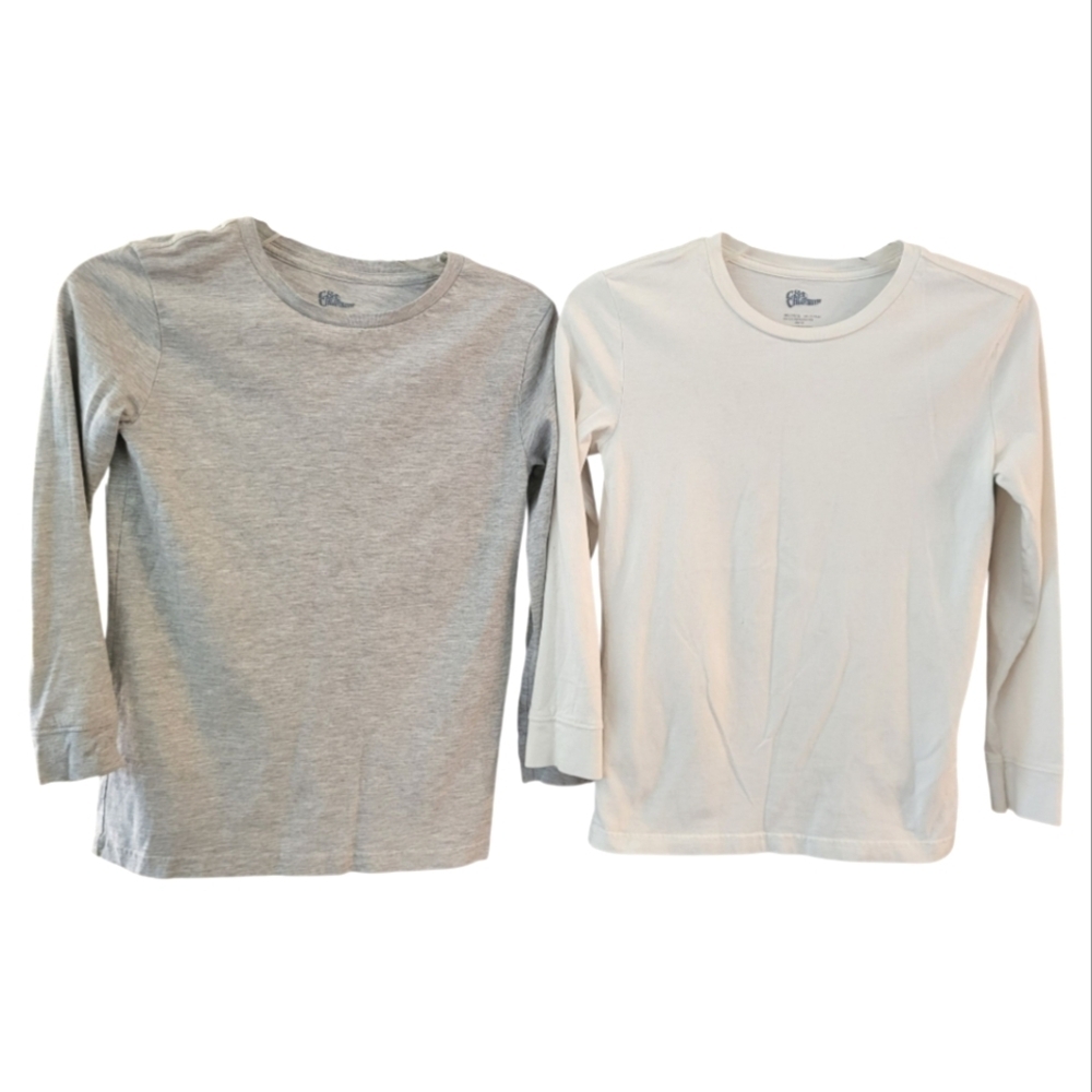 Two Kids C&C California Long Sleeve Classic Crew Neck Tees Grey & White - Size L